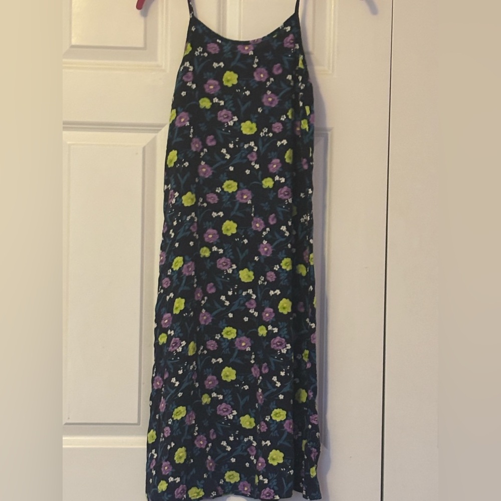 Vintage 90s Grunge Floral Black Slip Dress Size Small